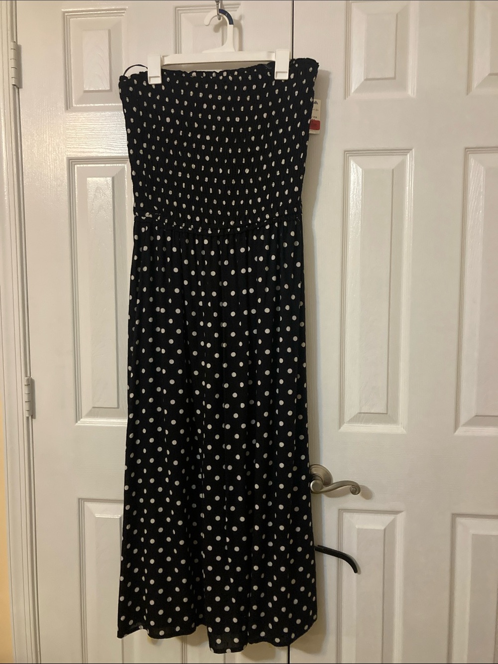 Sim and Sam strapless dress, size L black w/white, ruched top NWT